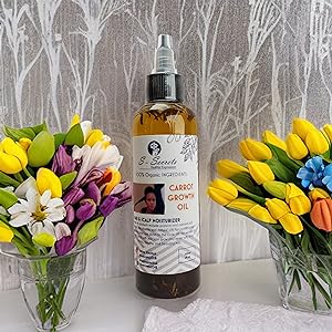 Carrot Hair Growth Oil 2oz, Herbs, Biotin, Essential oils For All Hair