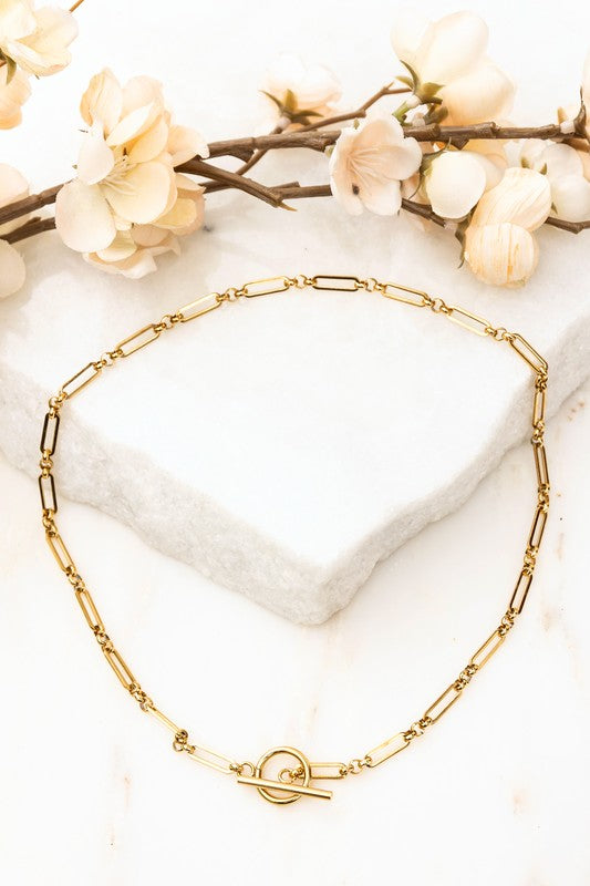 18K STAINLESS STEEL TOGGLE CHAIN NECKLACE