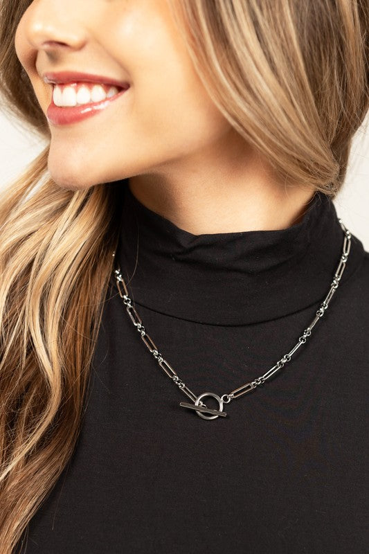 18K STAINLESS STEEL TOGGLE CHAIN NECKLACE
