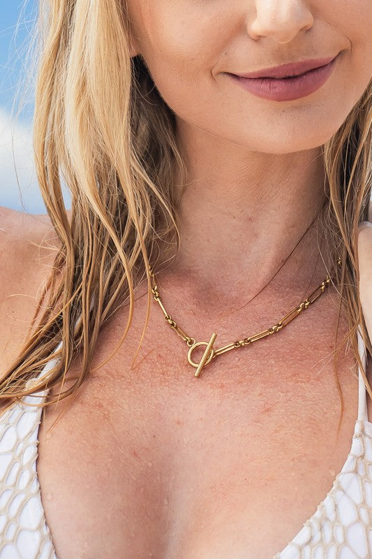 18K STAINLESS STEEL TOGGLE CHAIN NECKLACE
