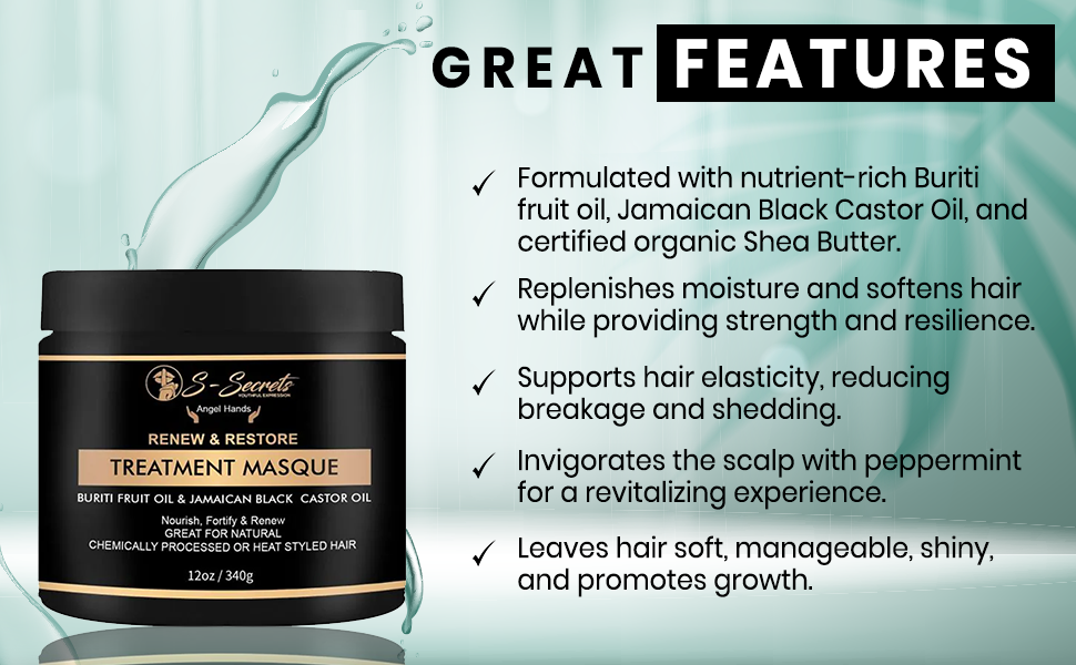 Buriti Fruit Oil and Jamaican Black Castor Oil Hair Masque, Essentials